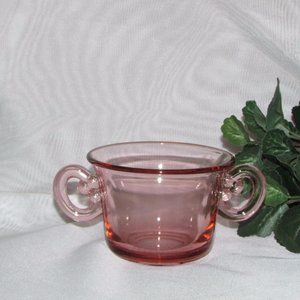 Pretty Pink Glass Sugar Bowl Perfect For A Tea Party